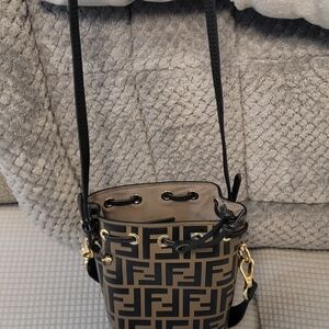 Fendi Black and Tan Bucket Bag